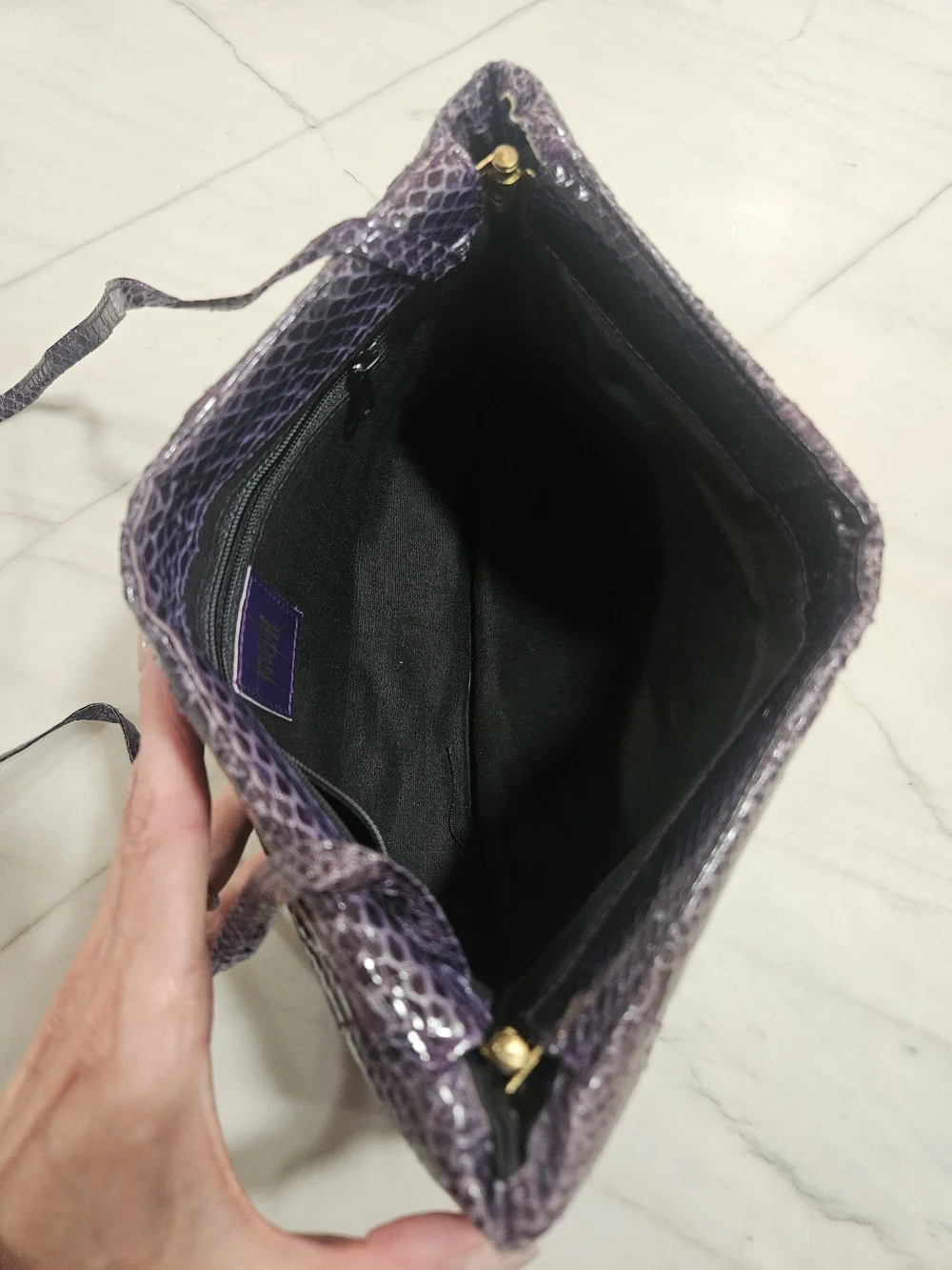 Vintage Joseph Genuine Purple Snakeskin Convertible Envelope Clutch Bag